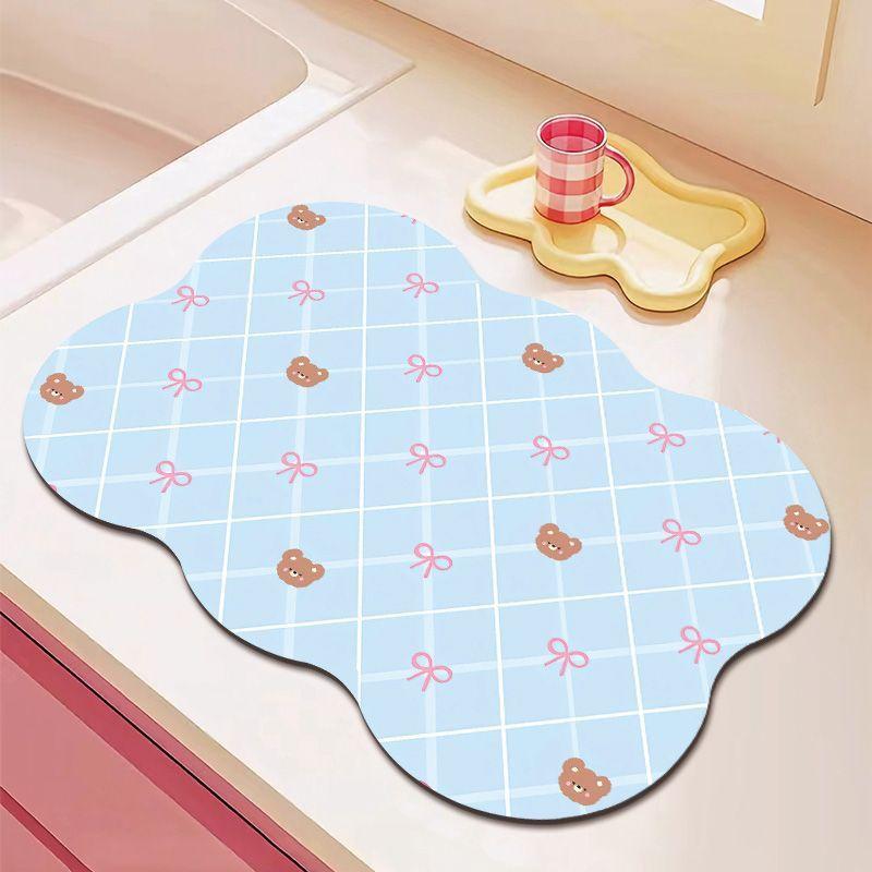 Niedliche Küchentisch-Abtropfmatte Tischmatte Hitzebeständig Rutschfest Saugfähig Schnelltrocknend Haushalt Spülbecken Dialgae Schlamm