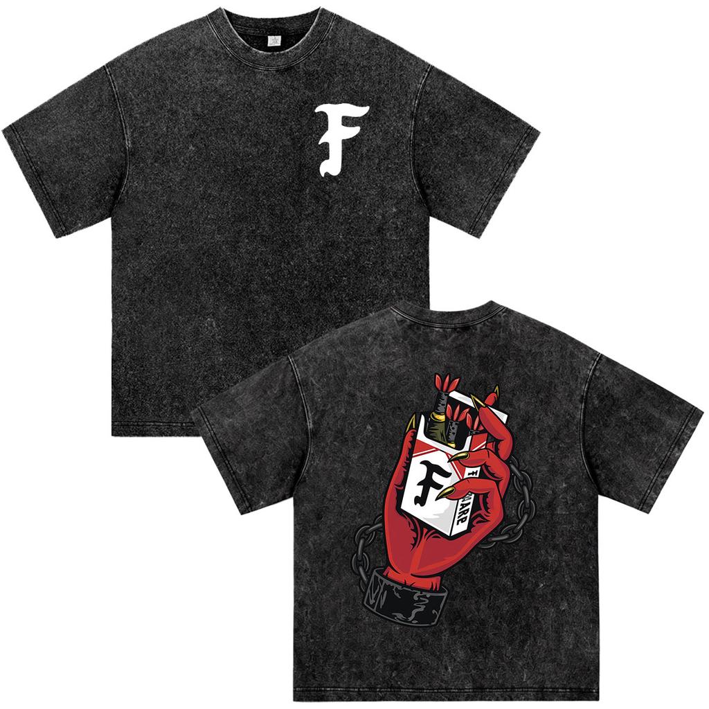 Forward Observations Group Vintage Washed T-shirt Men Women Clothing Gothic Skeleton Oversized Short Sleeve T Shirts Streetwear