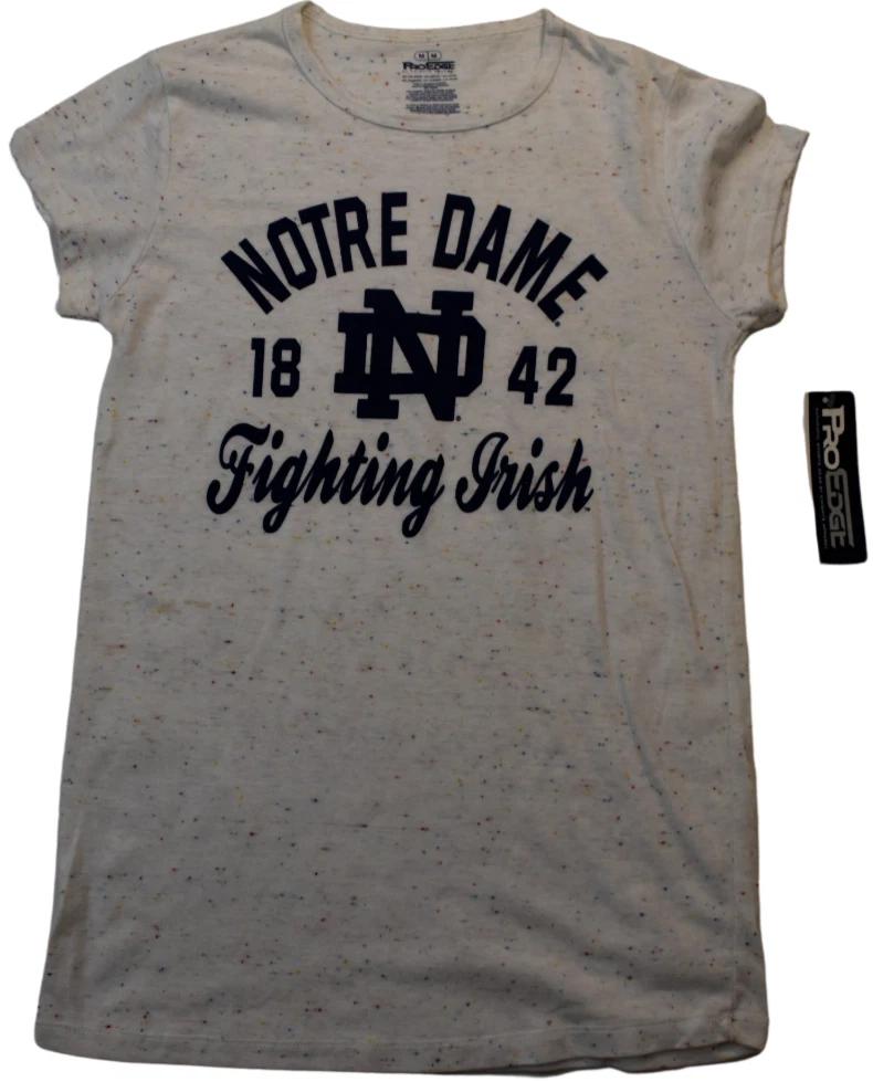 Pro Edge Juniors Notre Dame Fighting 1842 Irish White Speckled Shirt New S-XL 4XL