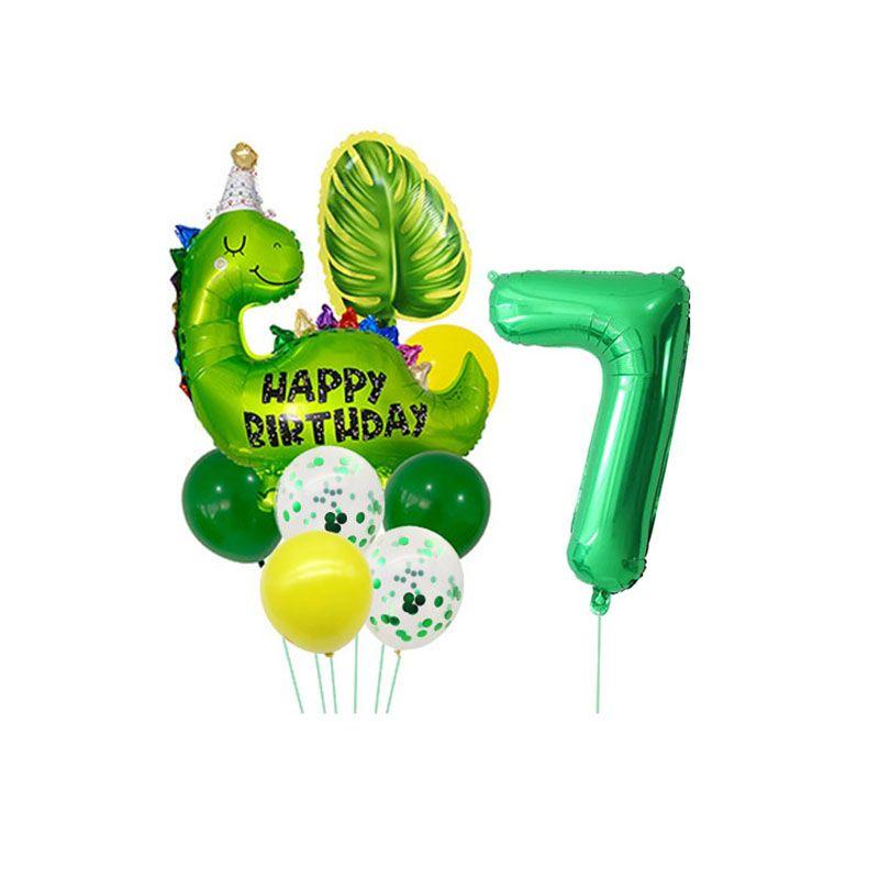 Cartoon Dinosaur Digital Balloons Set - Children's Birthday Party Balloon Set with Dinosaur-themed Aluminum Film Balloons Set