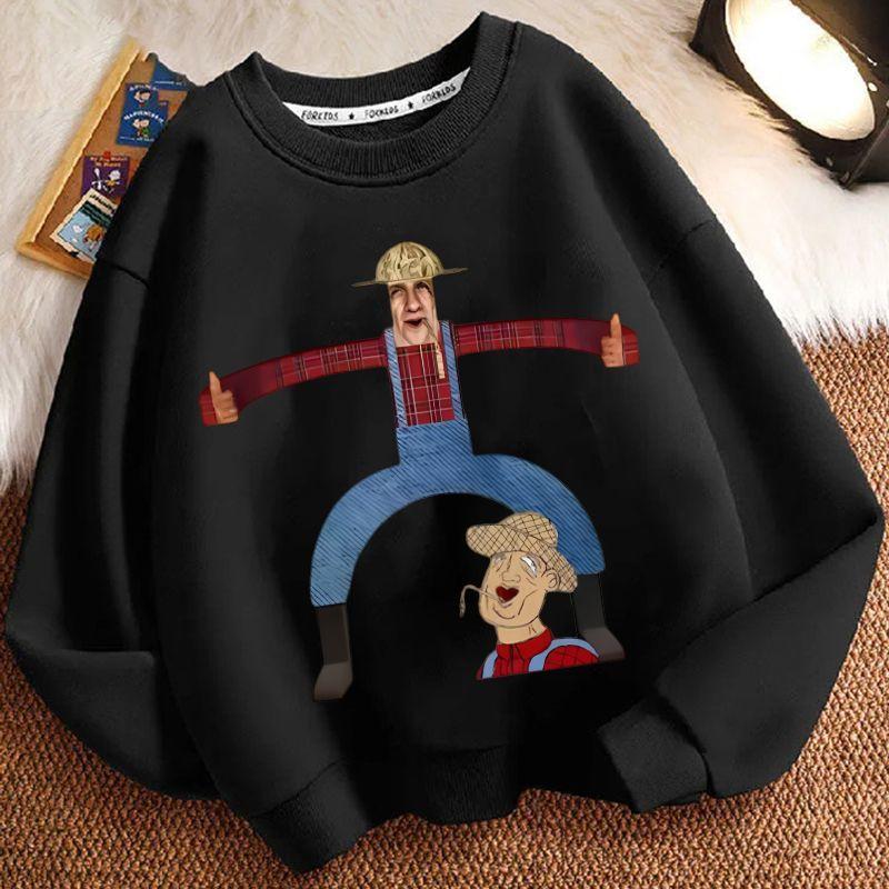Children's Casual John's Farm Hoodies for Autumn and Winter, Loose Long-sleeved Hoodies for Boys and Girls