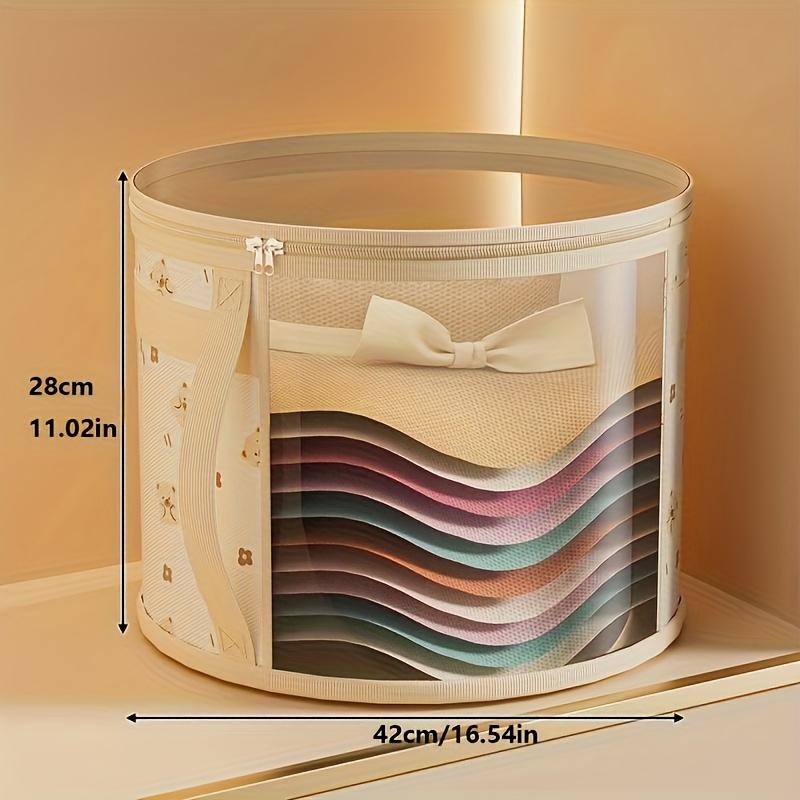 

1 шт. Прозрачный тканевый органайзер для хранения - Штабелируемый круглый органайзер для шкафа с передним окном, для спальни, ванной комнаты, офиса