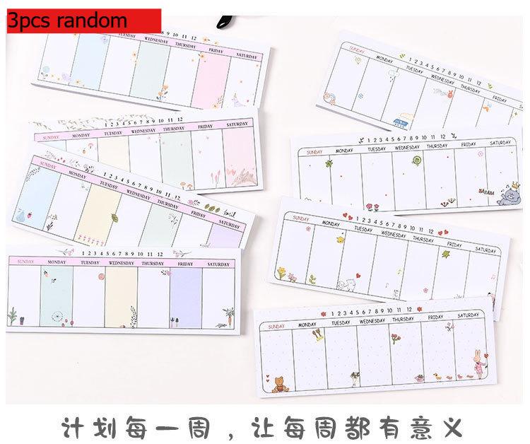 Gift Creative Kawai Stationery Cartoon N Times Sticky Notes Long Weekly Plan Note Pad Schedule Planner Wholesale 8 Styles Lovely