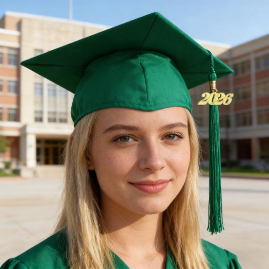 Studentmössa 2026 Examenshatt Slät Yta Fyrkantig Krona Design Examenshatt med Guldtofs Årsinredning