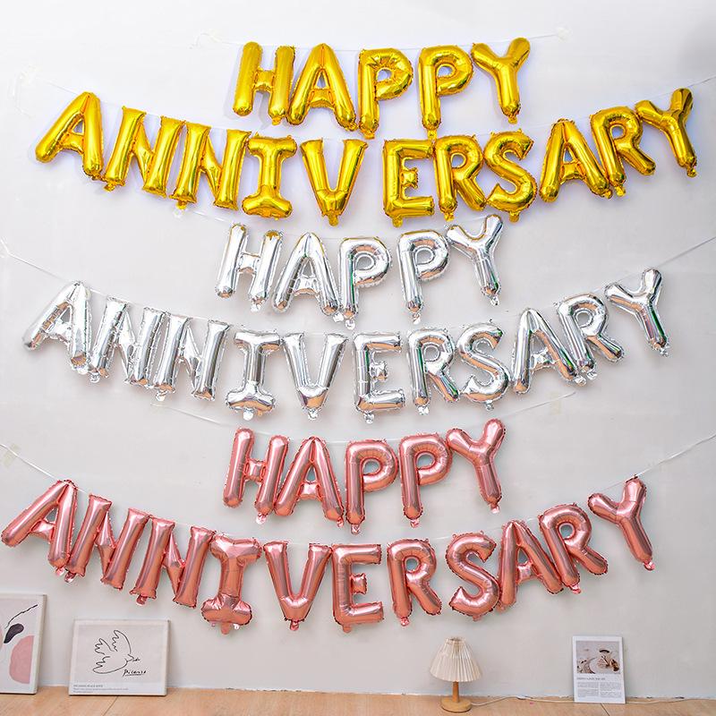 16 Inch Wedding Anniversary Happy Happy Anniversary Aluminum Film Balloon Set Decoration