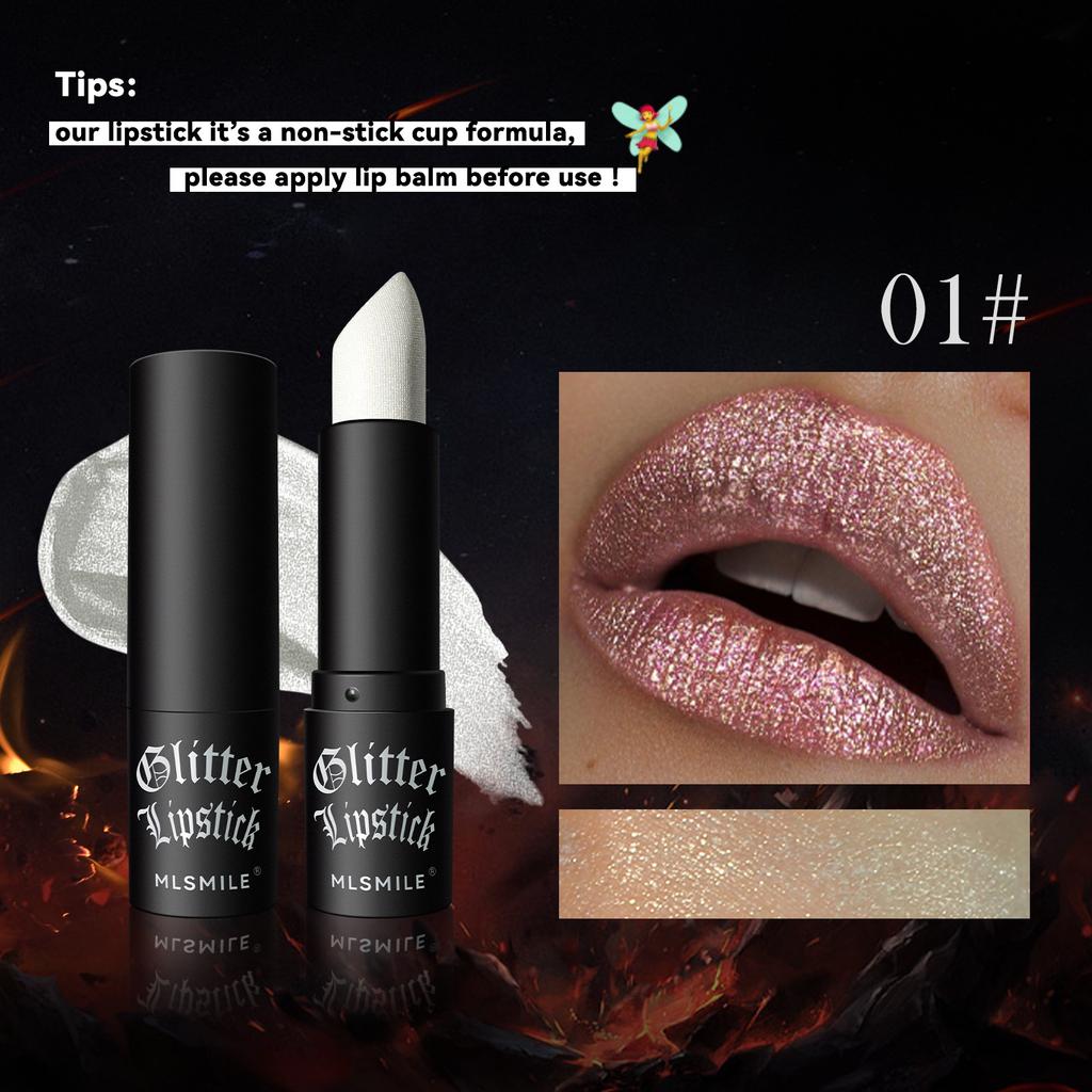 7colors Glitter Lipstick Transfer-resistant Long Lasting Diamond Pearlescent Metallic Lipstick Black Lipgloss Women Lips Makeup Cosmetic