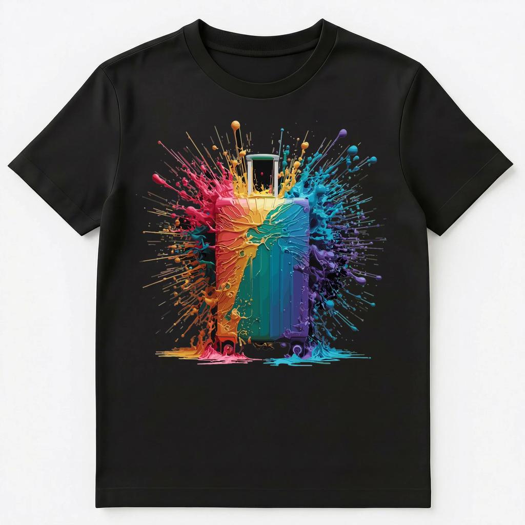 Colorful Paint Splash Luggage Art Graphic Unisex T-Shirt