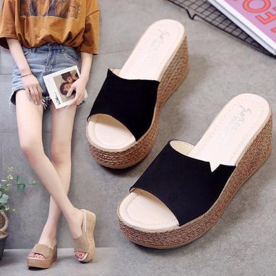 2019 Women's Summer Korean Style Platform Wedge Sandals with Thick Sole and One-Strap Design