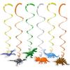 24Pcs Dinosaur Hanging Swirls, Watercolor Dinosaur Themed Birthday Decorations for Boys, Dino Party Decor Hanging Spiral Garlands Ceiling Supplies