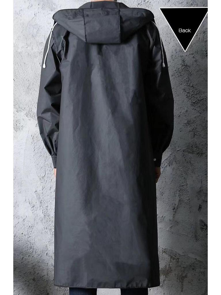 Erwachsener Schwarzer Kapuzen-Trench-Stil Extra Dick Winddicht Regenponcho zum Angeln