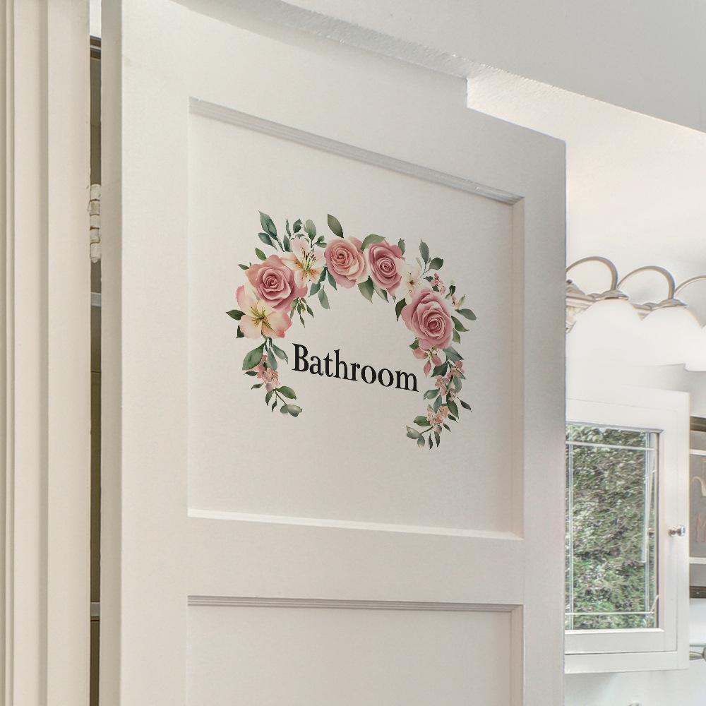 English Slogan Rose Bathroom Home Background, Beautification Wall Stickers
