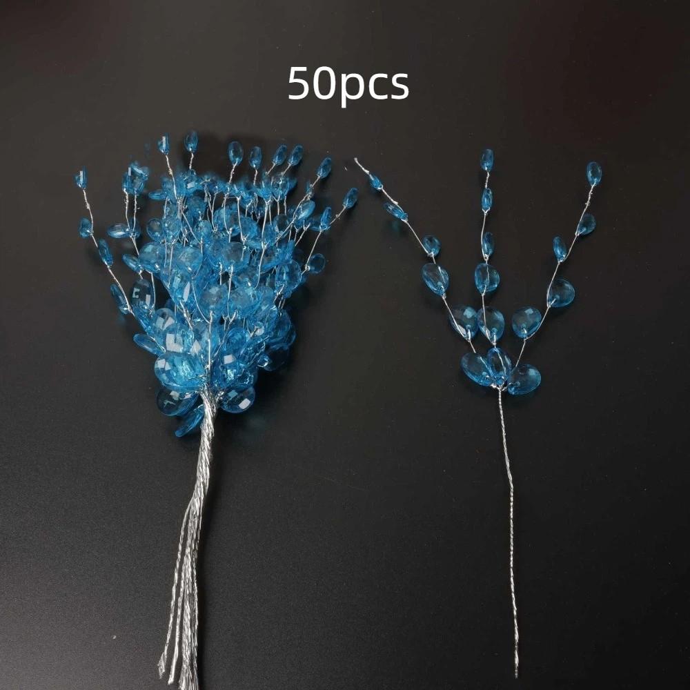 50 STÜCKE Basteldekoration Kristallknospenzweige Brauttiara Kristallblume Künstlicher Strauß Weiß