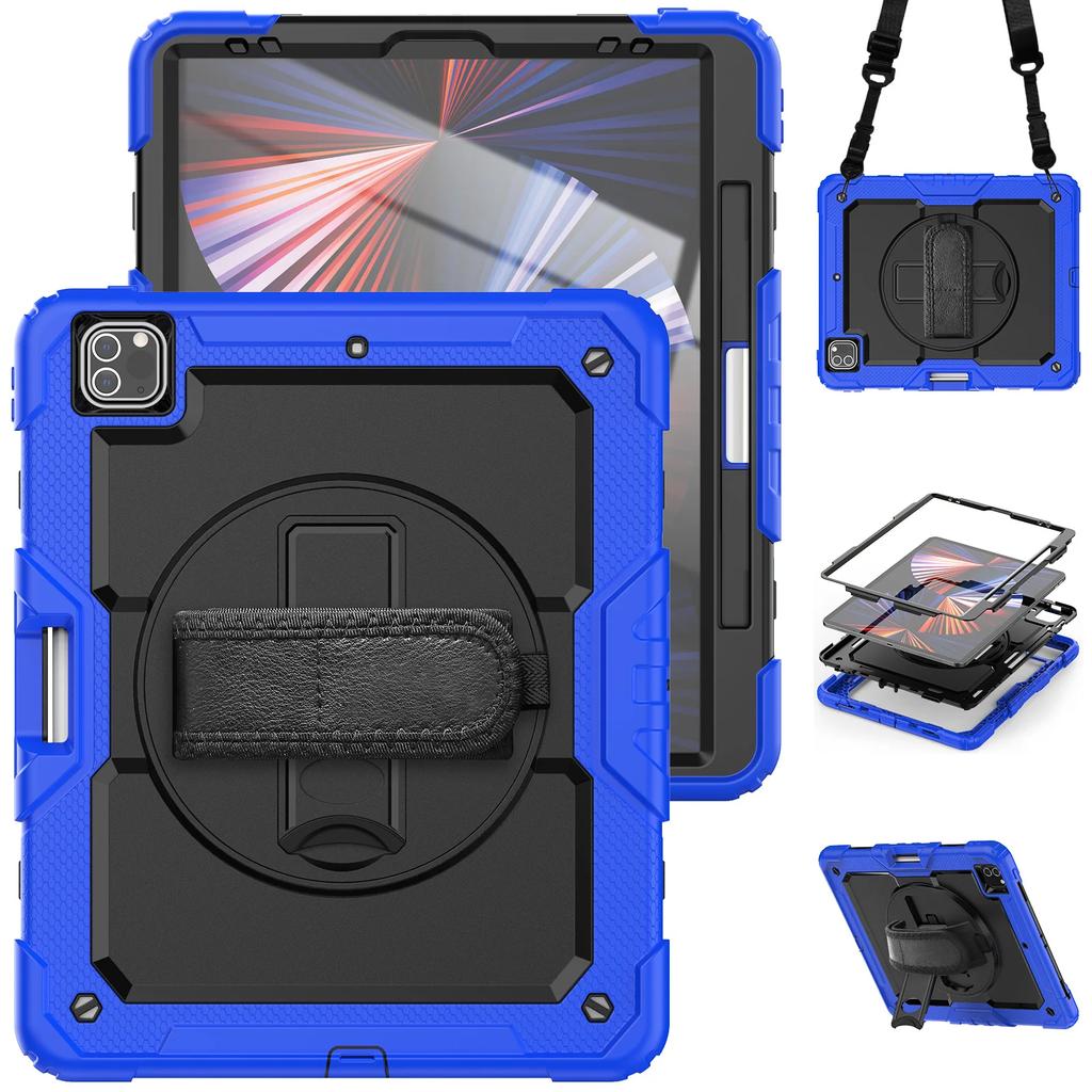 For iPad Pro 11 12.9 13 Inch Case Shockproof Stand Tablet Cover iPad Air 11 4 5 10.9 10th 11th Generation Cases+PET Screen+Strap