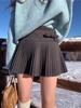 Sweet Bow A-Line Wool Skirt - High Waist, Slimming, Anti-Exposure, Women's Spring/Summer Hip-Hugging Short Skirt.