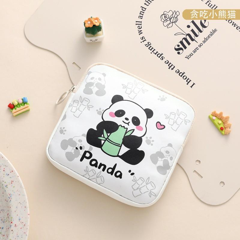 Cute Cartoon Sanitary Pad Organizer Pouch Women Multipurpose Makeup Bag Travel Storage Case With Zipper