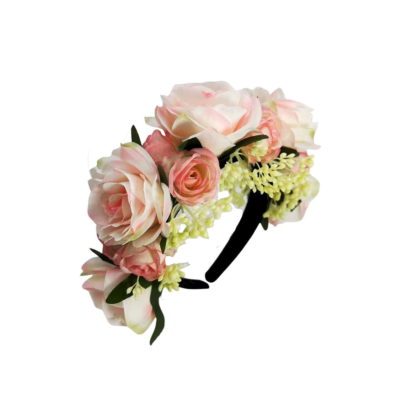 New cross-border fashion romantic rose headband Valentine s Day Mori travel photo headgear bridal bridesmaid hair accessories