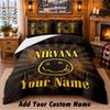 Nirvana Pattern Bedding 3Pcs Set Custom Name, Bed Sheet And Pillowcases For Home Bedroom