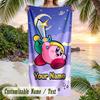 Kirby Beach Towel, Personalized Custom Text, Quick Dry Soft Large Towel For Swimming Pool Travel
