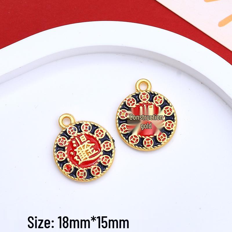 Chinese Style Wealth & Treasures Pendant: Alloy Enamel DIY for Bracelets & Necklaces - New Year Gift
