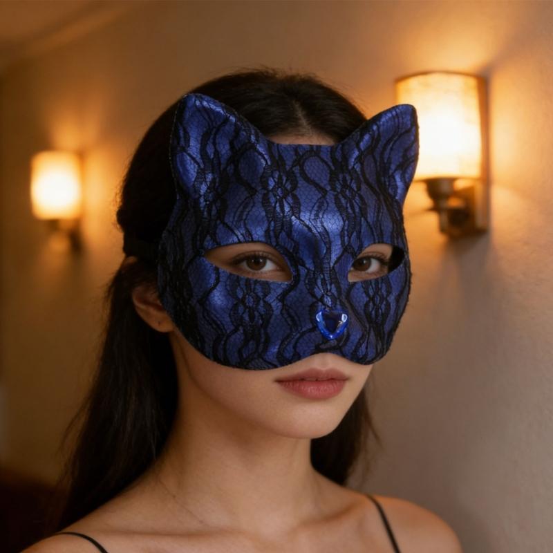 Elegant Cats Face Lace Snake Pattern Mask Costume Mask For Masquerades Ball Halloween Party And Cosplay