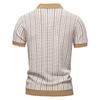 AIOPESON 2025 Men's Striped Sweater Polo Shirt Breathable Turn-Down Collar Knitted Cardigan Polo Men
