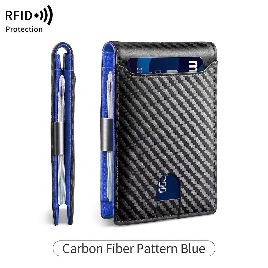 Portafoglio da Uomo in PU con Clip Portasoldi Portafogli Anti Rfid Bloccante Portacarte di Credito Magico Porta Carte di Credito