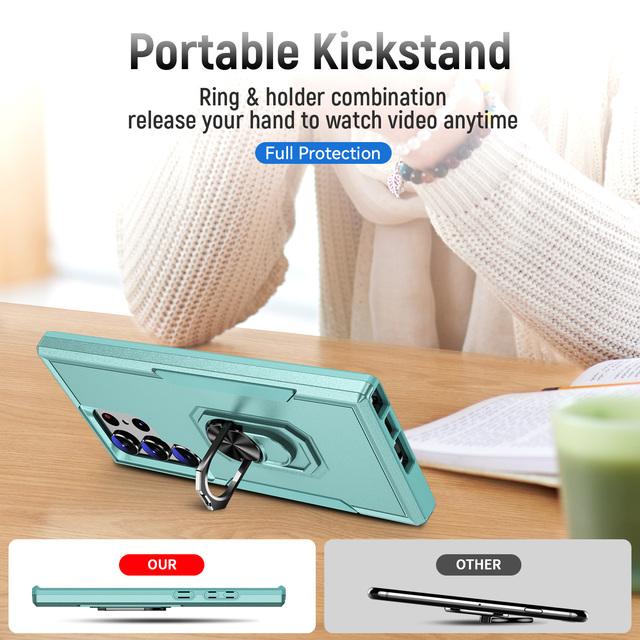 

Аксессуары для телефонов, жесткий защитный чехол с подставкой для Samsung Galaxy S23 Ultra S22 Plus S21 Fe S20, 5 г, защита от падения, чехол для телефона for Galaxy S20 FE зелёный