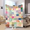 Vintage Floral Patchwork Flannel Blanket – Soft Warm Cozy Throw with Colorful Print – All Seasons Use for Home, Sofa or Bed