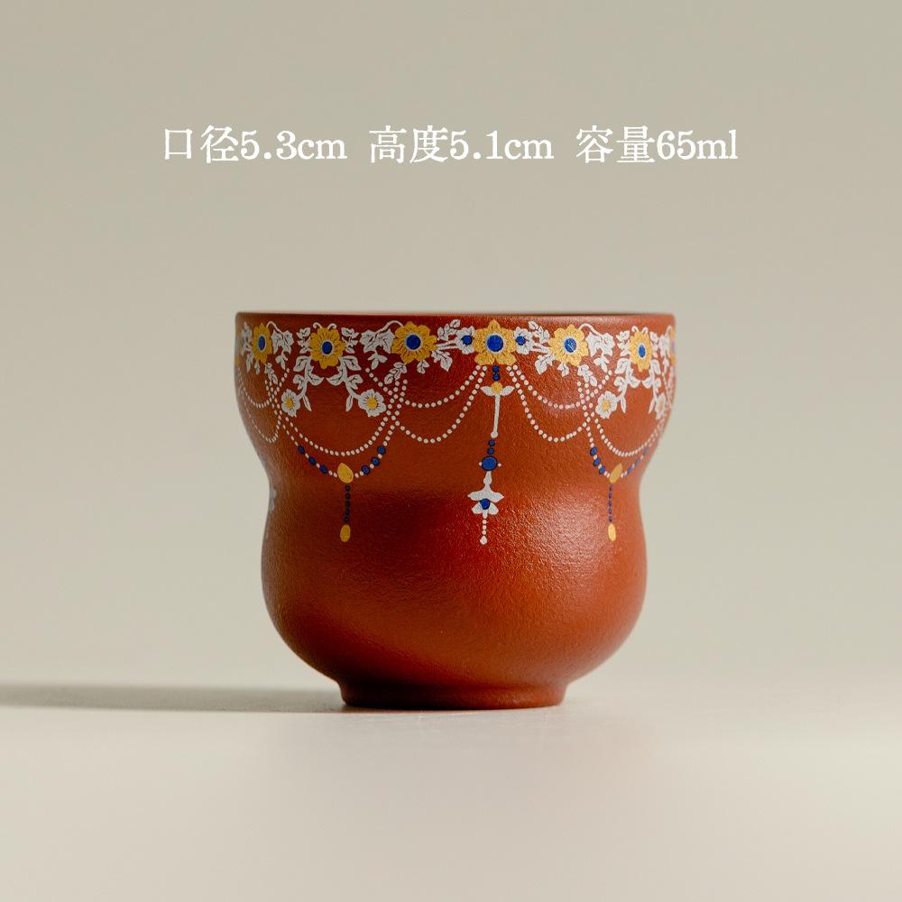 61ml Purple Clay Vermilion Gourd Teacup Zen Tea Bowl Set of Cups Tea-tasting Fragrance Cup Chazhan Master Cups Cha Supplies