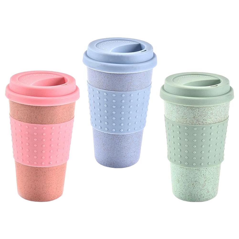 3 Stück Kaffeetassen mit Deckeln Kunststoff für Küche Klein Trinkbar Wiederverwendbar Spülmaschinenfest Camping Reise