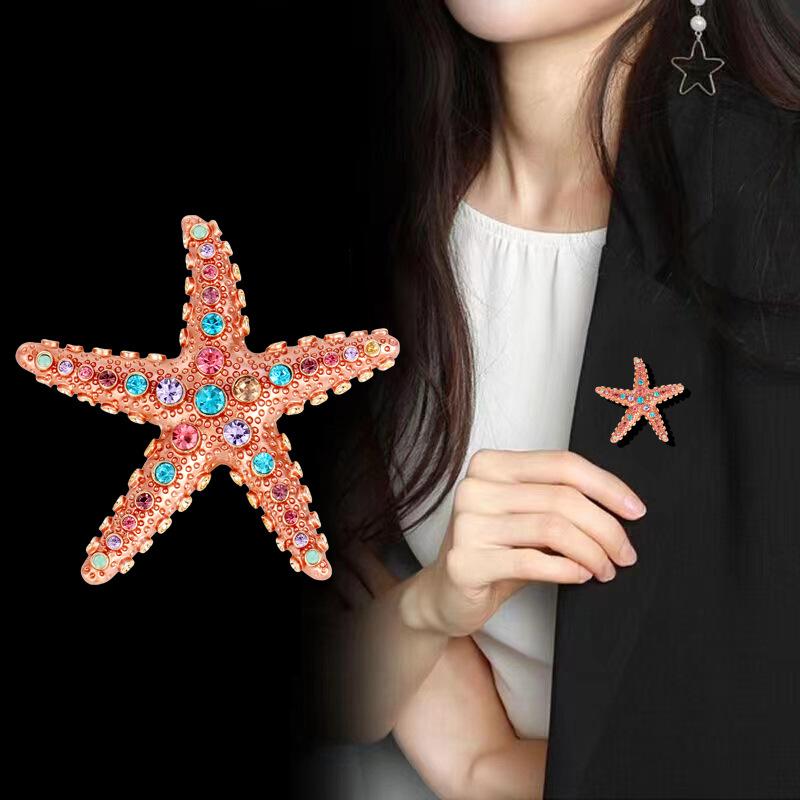 Klassische Strass-Seestern-Broschen für Damen Tier-Anstecker Lässige Party-Accessoires Geschenke Freunde