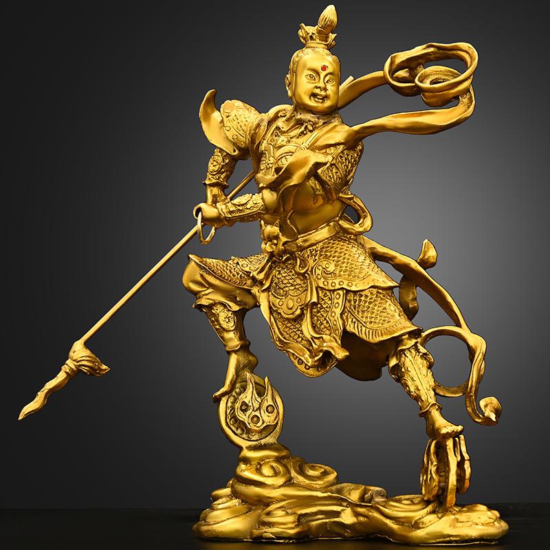 All-Copper Nezha Statue Third Prince Middle Altar Marshal Tongtian Taishi Home Living Room Shop Small Copper Guardian Deity Stat