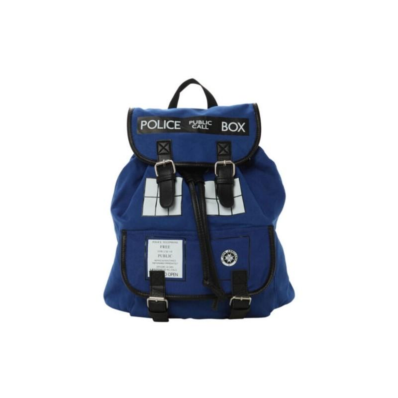 Doctor Who Tardis Canvas Backpack Stylish Shoulder Bag Large Capacity Slouch Purse