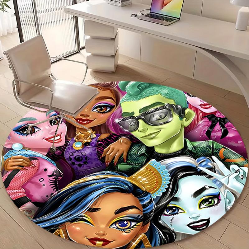 1pc Monster High Draculaura4 Design Printed Area Round Carpet for Bedroom Living Room Home Decor Rugs Mat Non Slip Mat Rug for Bedside