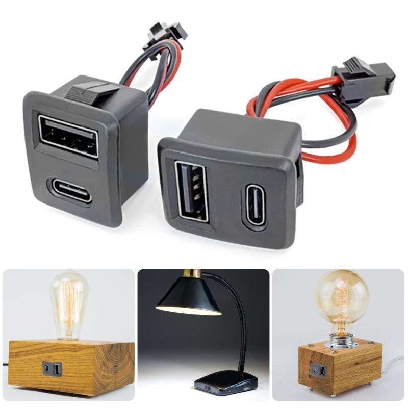 2Pcs Power Socket with Cable Connector High Current Type C And USB 2.0 Female Socket For Fast And Efficient Device Charging