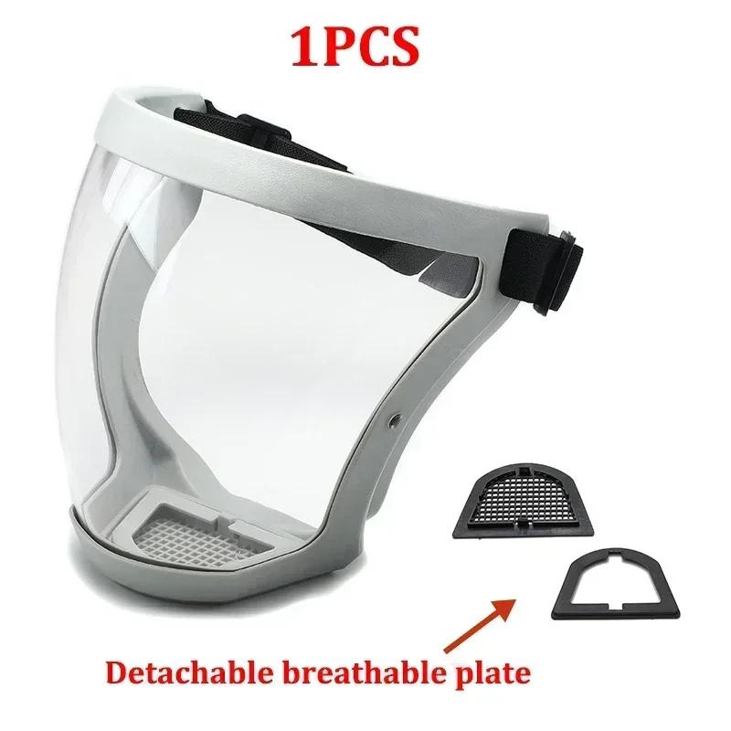 Vollgesichtsschutzmaske, transparente Schutzabdeckung für den Kopf und die Augen, Schutzbrille, Bildschirmvisiere, Staub, Winddicht, Antibeschlag, Küchengeräte