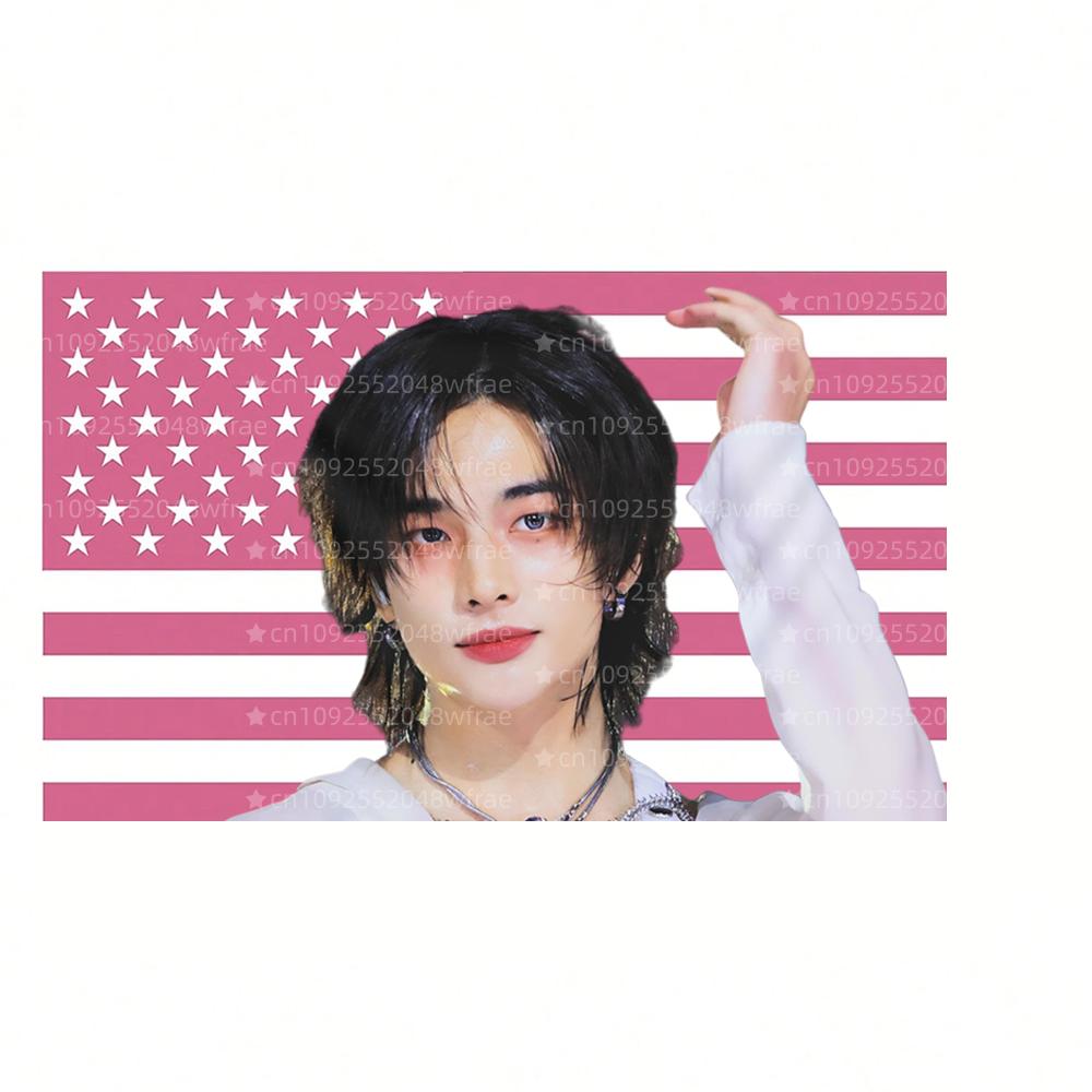 1PC Skz Hyunjin Kwave American Flag Tapestry for Bedroom Decoration Wall Hanging Party Background Room Durable Decoration 74x94cm(29x37in)