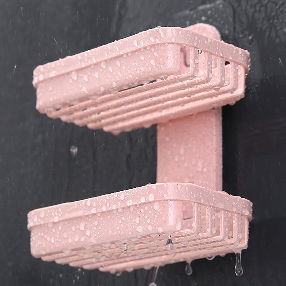 Double Layer Soap Dish Tray Rack Waterproof Wall Mount Soap Dish Holder for Bathroom, Tub and Kitchen Sink Punch-Free