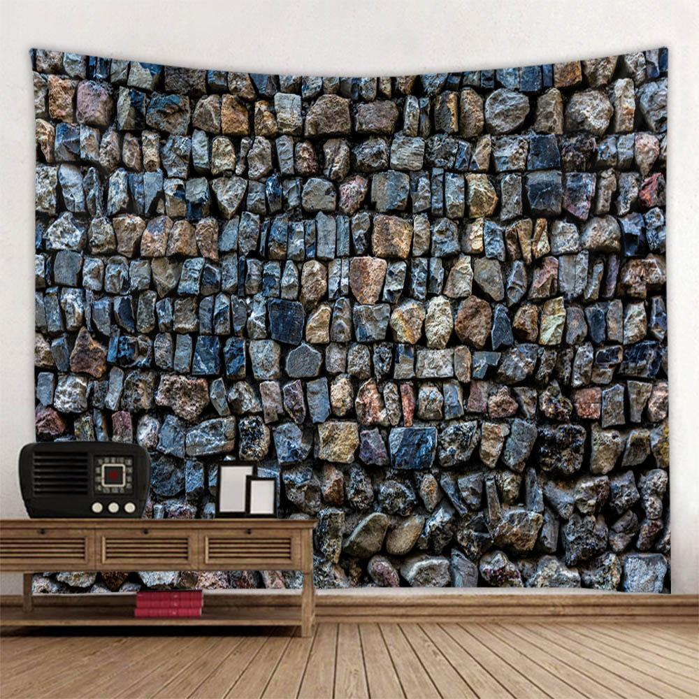 Vintage Stone Wall Tapestry Colorful Wooden Board 3D Brick Wall Art Decoration Wall Hanging Bedroom Living Room Home Decoration