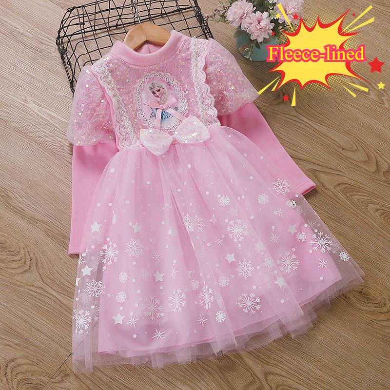 

Зимнее платье Лолиты на Хэллоуин, Рождество, для девочек, на флисовой подкладке, утолщенное, для косплея, принцессы 100cm розовый