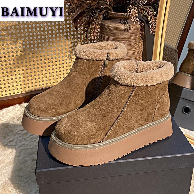 Μπαλαρίνες Σουέτ Μποτάκια Αστραγάλου Γυναικεία Πλατφόρμα Βελούδινα Ζεστά Παπούτσια από Βαμβάκι 2024 Τάση Casual Σχεδιαστής Αντιολισθητικά Chelsea Μόδα Μπότες Γυναικείες