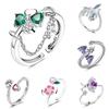 Clover Adjustable Ring 925 Silver Original Rotating Cherry Blossom Flower Open Rings For Women Wedding Jewelry Gift