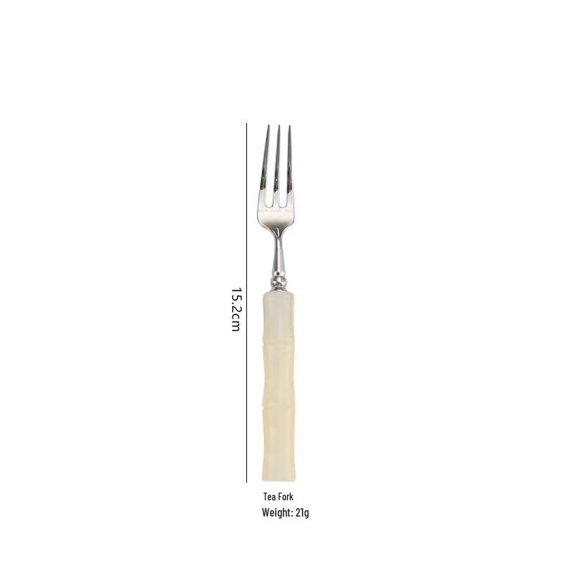304 Stainless Steel Gold Cutlery Set with Violet Acrylic Bamboo Joint Handles: Includes Knife, Fork, and Spoon for Hotel Light Luxury Use.