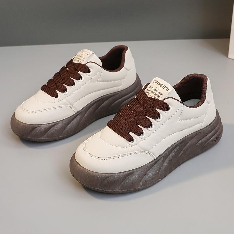 Xfc02 New Solid Color Casual Sneakers  Spring and Summer Versatile Simple Thick Bottom Height Increasing Women Shoes Wear-Resistant Breathable