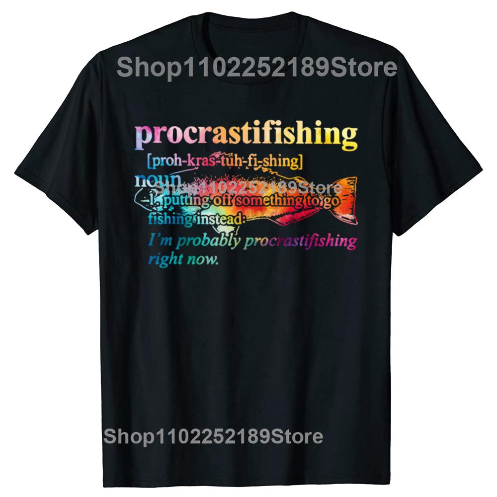 Procrastifishing T-Shirt Lustiges Angelgeschenk für Papa Opa Angler Fisch Grafik Bedrucktes T-Shirt Lässige Streetwear Mode T-Shirts