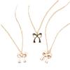 Fashionable Triple-layered Bowknot Necklace with Alloy Oil Drop Pendant for Women
