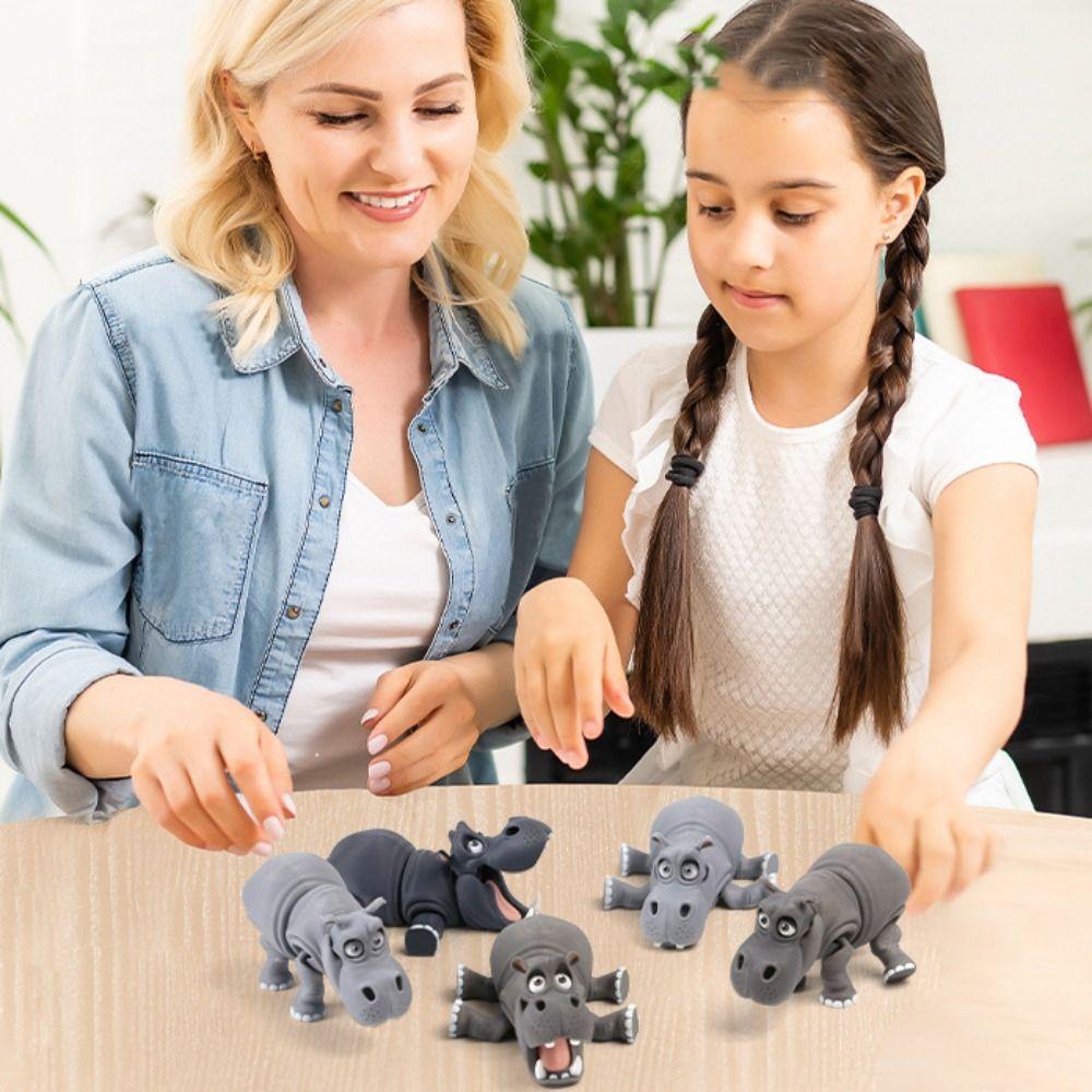 Cute Style Simulation Hippopotamus Model toy 3D Printing Home Ornament  Children's Play