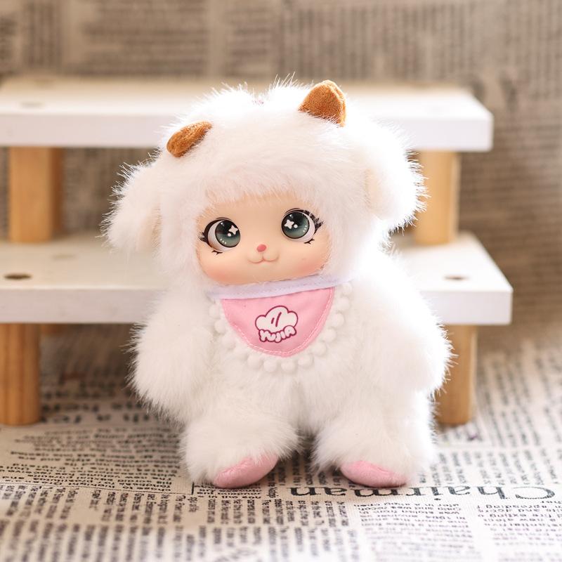 Cute Sheep Vinyl Plush Toy Kawaii Fluffy Stuffed Bear Rabbit Doll Lovely High Quality Material PVC Keychain Birthday Gift Xmas