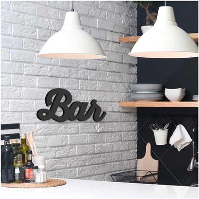 [Q6572] - 3D Holzdeko 'Bar' schwarz - 30x14x1. 5 cm
