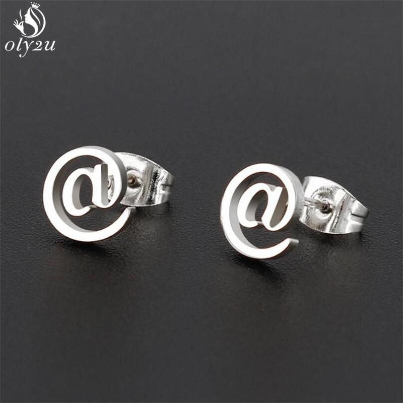 Simple Yoga Om Earring Ball Star Tree Cross Bicycle Stainless Steel Stud Earrings for Women Men T Bar Ear Piercing Gift
